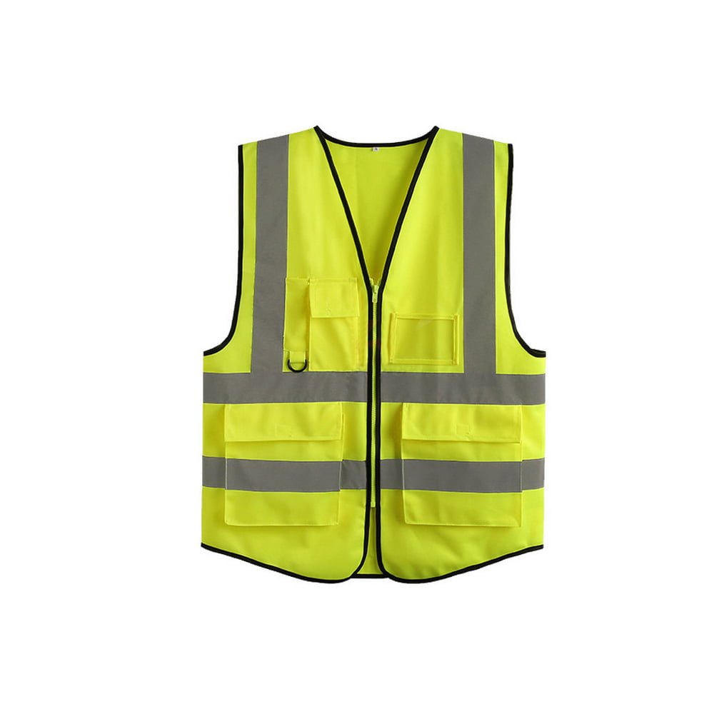 Festnight LA-2018 Reflective Safety Vest High Visibility Safety Vest Bright Neon Color Breathable Vest with Reflective Strips for Construction sanitation Worker Roadside Emergency L Size 