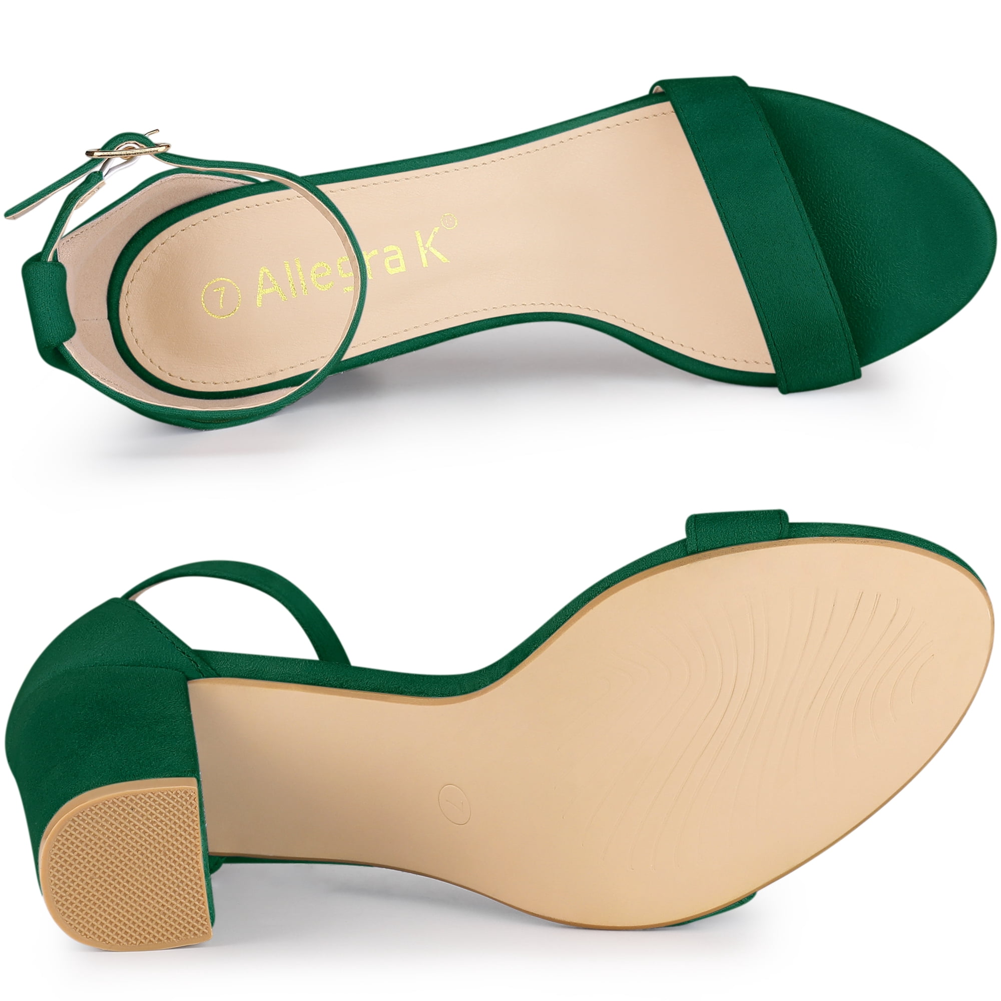 DARING DIVA Women's Buckle Ankle Strap High Chunky Heel Sandals Green 8