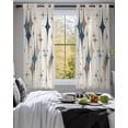 thumbnail image 3 of Brown Green Diamond Sheer Curtains 45 Inch Length 2 Panels Set for Living Room/Bedroom, Modern Geometric Middle Century Beige Kitchen Curtains Grommet Semi-Sheer Curtains Window Treatments 42"x45"x2, 3 of 7