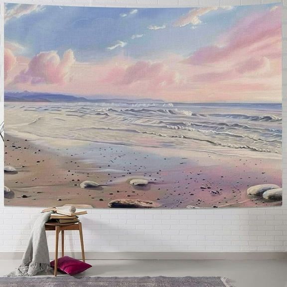 Shiartex Beach Tapestry Wall Hanging Sunset Tapestry for Kids Boys Girls Teens Decor Tropical Ocean Beach Wall Tapestry Pink Sea Sunset Scenery Wall Art Decor for Bedroom Living Room Painting