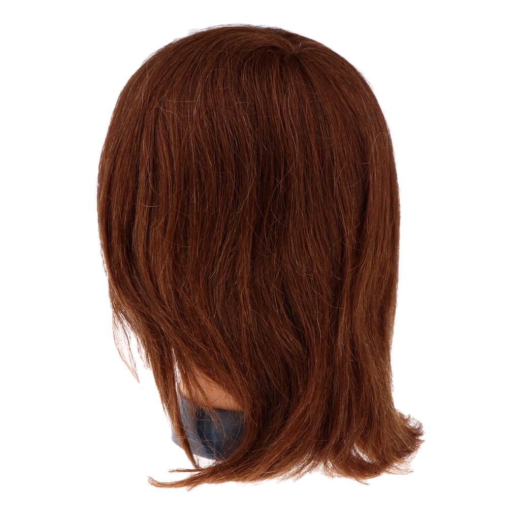 10'' Brown Male Head Hair Hairdressing Styling Mannikin