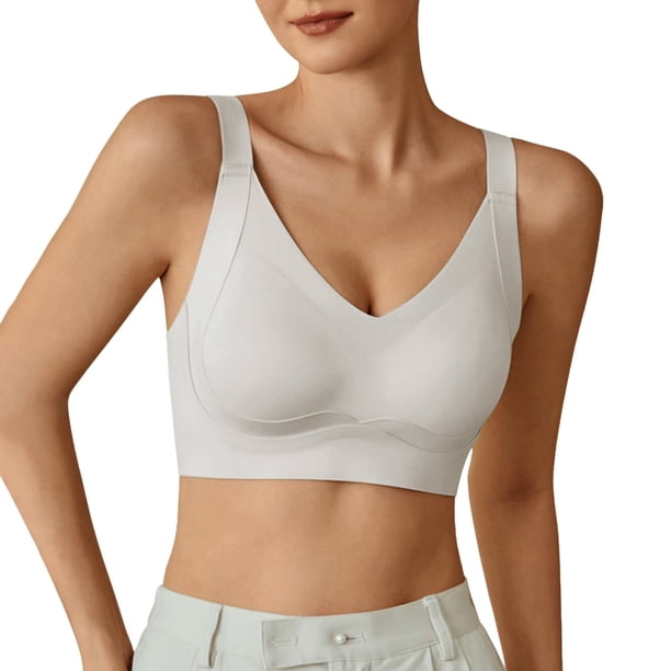 Sujetador sin aros para yoga y dormir con hebilla frontal y bordes de encaje para mujer - Nailon/spandex