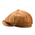 thumbnail image 4 of Jiibva Cowhide Leather Octagonal Hats British Berets Cap Vintage Newsie Hat Fashion Bakerboy Hat Retro Newsboy Hat for Men, 4 of 7