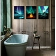 thumbnail image 5 of Wall Decor Living Room,Bedroom Northern Lights 3 Panel Canvas wall art Paintings for Wall Decorations Modern Bathroom Office Aurora Polaris Nature Landscape 12"x16"x3 Framed Ready to Hang, 5 of 6