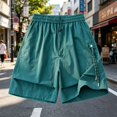 thumbnail image 2 of Besolor Mens Workout Shorts Wide Leg Elastic Waisted Drawstring Lightweight Casual Outdoor Running Short Pants(X-Large,Green), 2 of 5