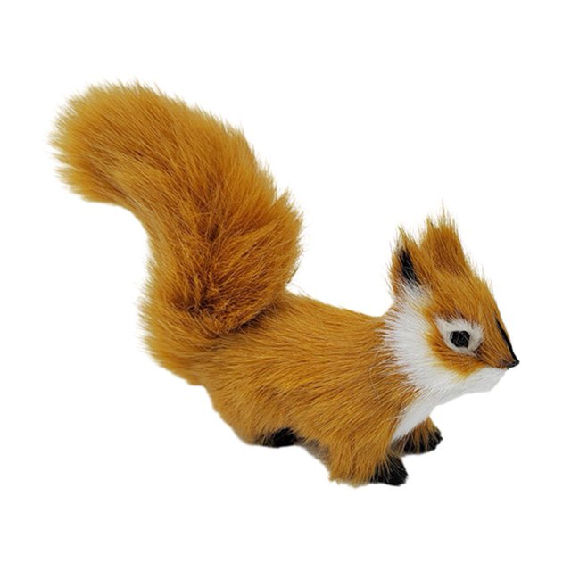 Artificial Squirrel Figurine Miniature Plush Simulation Fake Animal Table Decora
