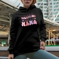 thumbnail image 2 of Distressed My Favorite Valentine Calls Me Mama, Retro Groovy Wavy Text Valentine's Day Gift, Black Hooded Sweatshirt or Hoodie, Small, 2 of 5