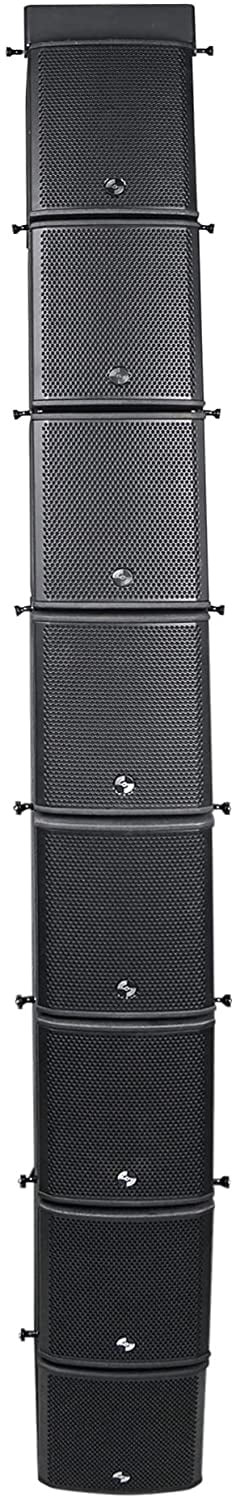 Sound Town ZETHUS Series Line Array Speaker System with Eight Compact 6 x 3 Line Array PA Speakers and One Flying Frame, Black (ZETHUS-M3X8)