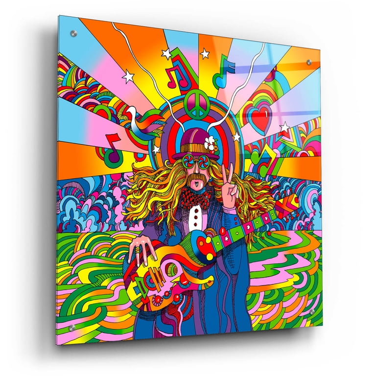 Epic Art 'Hippie Musician' by Howie Green, Acrylic Glass Wall Art