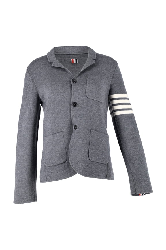 Pre-Owned Thom Browne 4-Bar Knit Blazer in Grey Wool