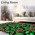 thumbnail image 2 of ODIKA 8'x10' Machine Washable Non-Slip Area Rug, Festive Holly Wreath Door with Ribbon Bow Design High Traffic Rug with Pad, Red, 628181, 2 of 8