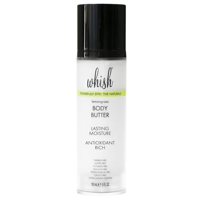 Whish Beauty Body Butter para mujeres - Loción corporal hidratante para piel seca - Rica en antioxidantes con manteca de karité, aloe y mantequilla de frambuesa - Sin parabenos ni sulfatos - Hierba de