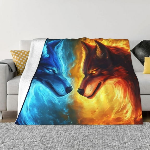 Kuscheln Wolf Throw Blanket Warm Ultra-Soft Micro Fleece Blanket for Couch Bed Living Room, Animal Plush Decor for Sofa Gifts