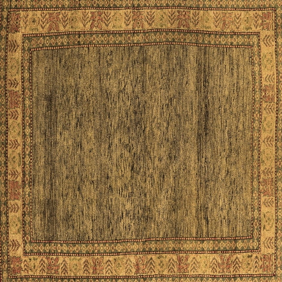 Ahgly Company Indoor Square Abstract Brown Modern Area Rugs, 7' Square