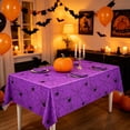 thumbnail image 4 of Halloween Tablecloth with Spiderweb Design - Waterproof Plastic - 107.87x53.94in - Black & White, 4 of 6