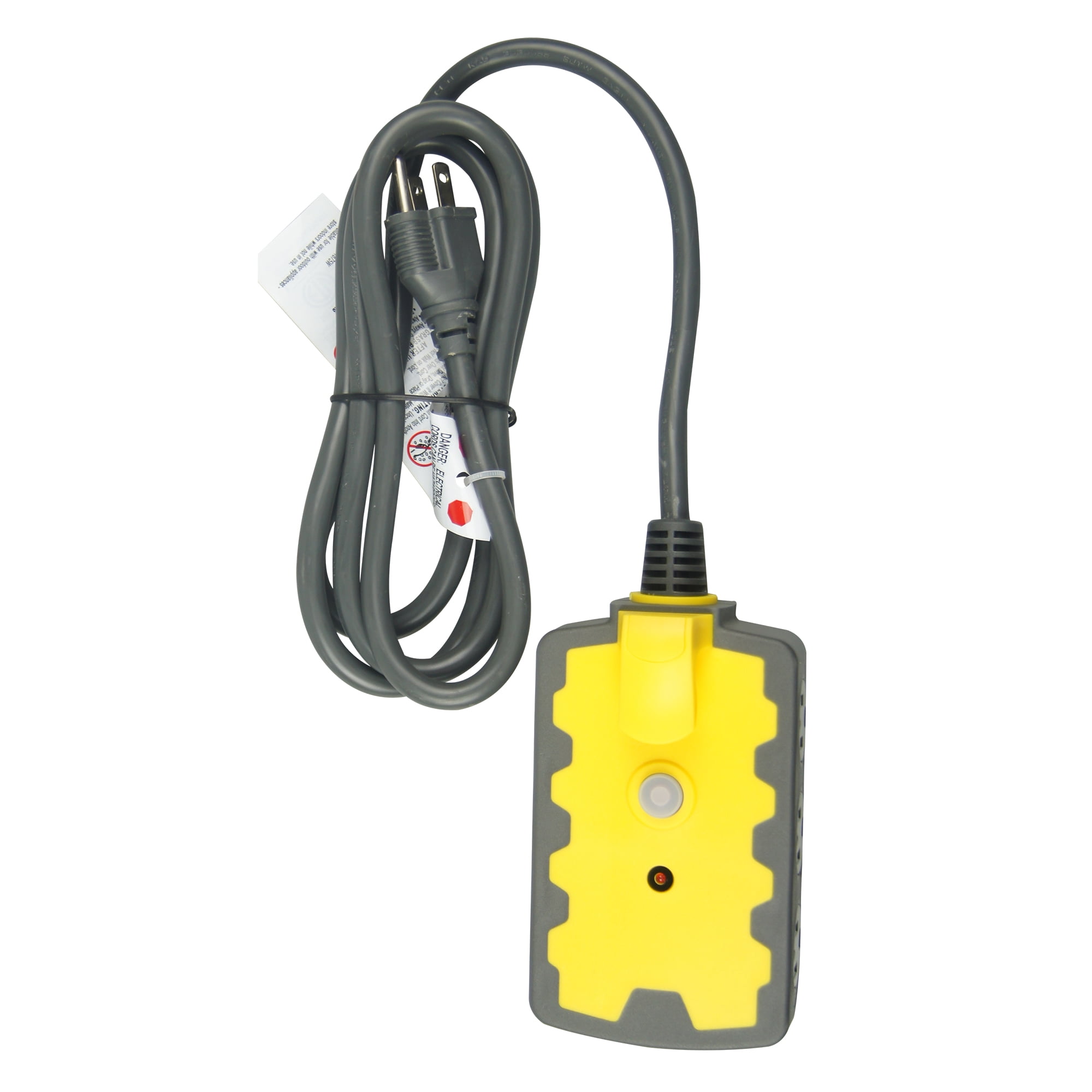 Hyper Tough Outdoor 6-Outlet 6ft Extension Cord Hub, Yellow/Gray