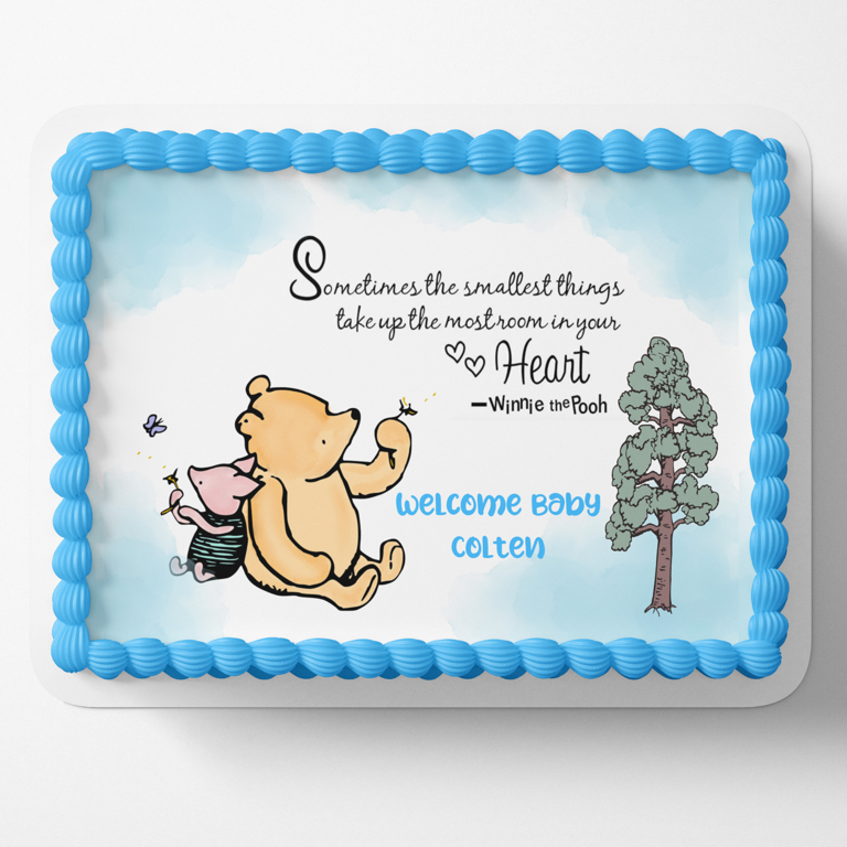 Personalised Winnie the Pooh Baby Shower Cake Topper, Actual Cake