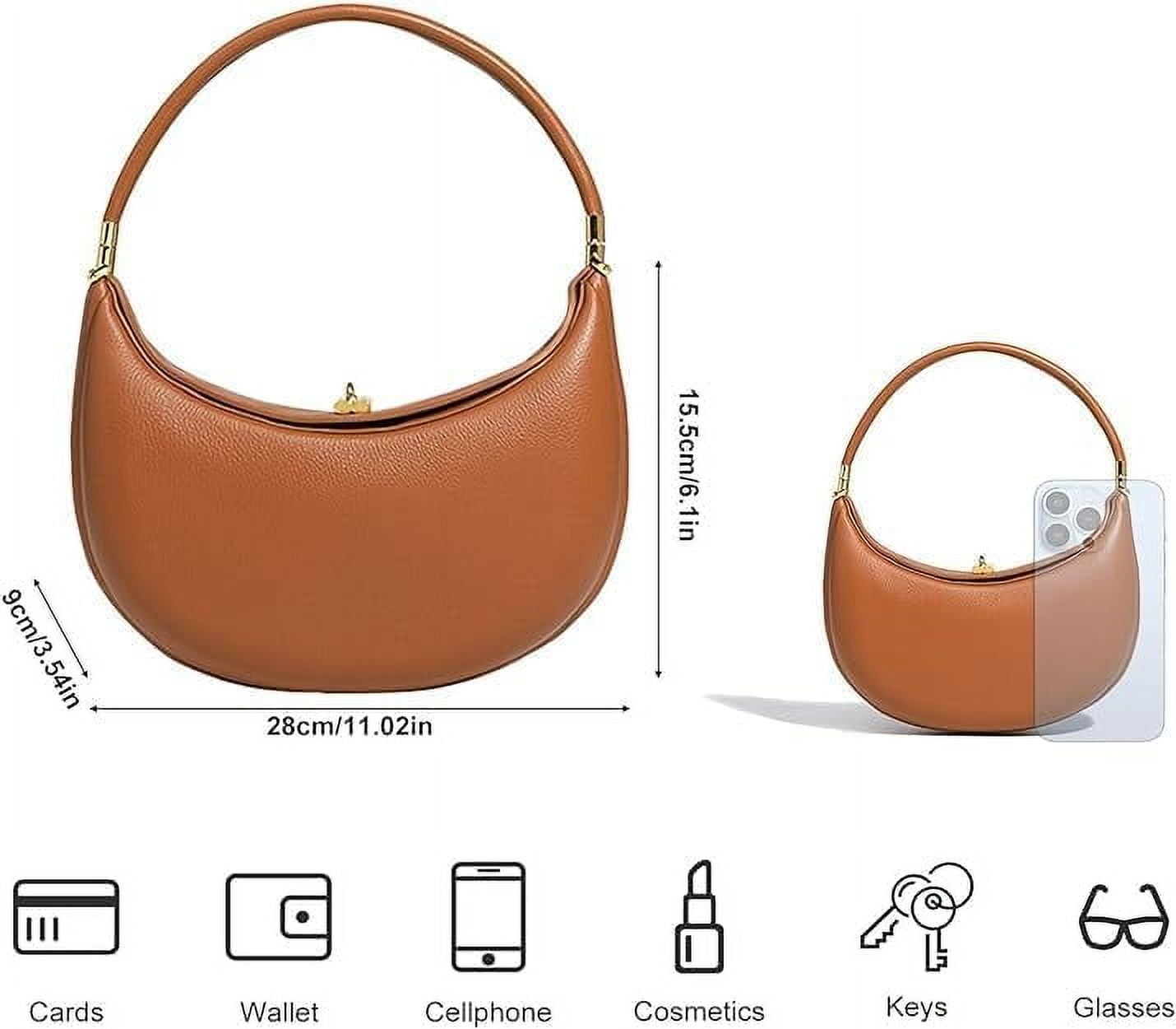 PU Leather Crescent Bag Crossbody Purses for Women Luna Bag 4 In 1 Cute Shoulder Bag Half Moon Bag Hobo Clutch Purse