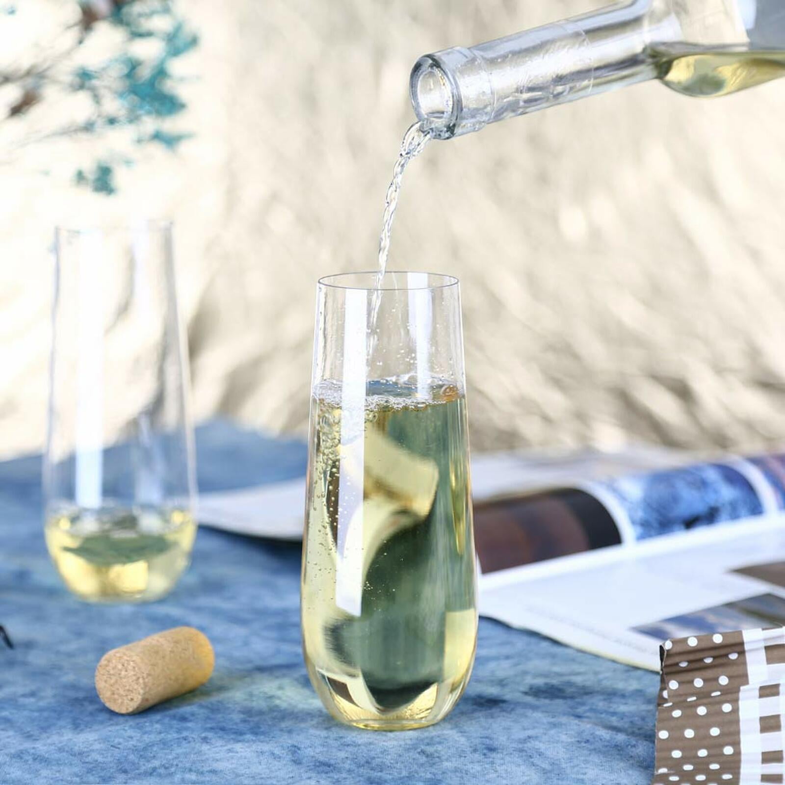 KOS PACK OF 32 Champagne Flutes 10-ounce Clear Plastic Toasting new years wedding party dessert (Pack of 32)
