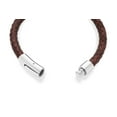 thumbnail image 4 of Miabella Genuine Italian Braided Leather Bracelet for Men, Stainless Steel Clasp, Made in Italy (Brown, Medium - 8" Length), 4 of 6