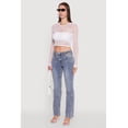 thumbnail image 4 of Womens Fishnet Long Sleeve Solid Crop Top, 4 of 5