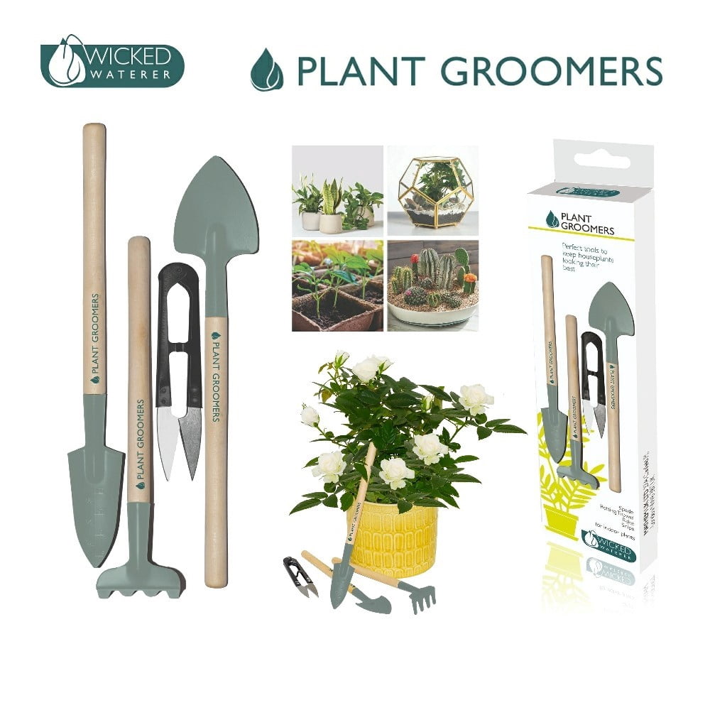 Vintage Garden Kit with Pots & Tools – Nature-Print Ceramic Planters Indoor Gardening Starter Set