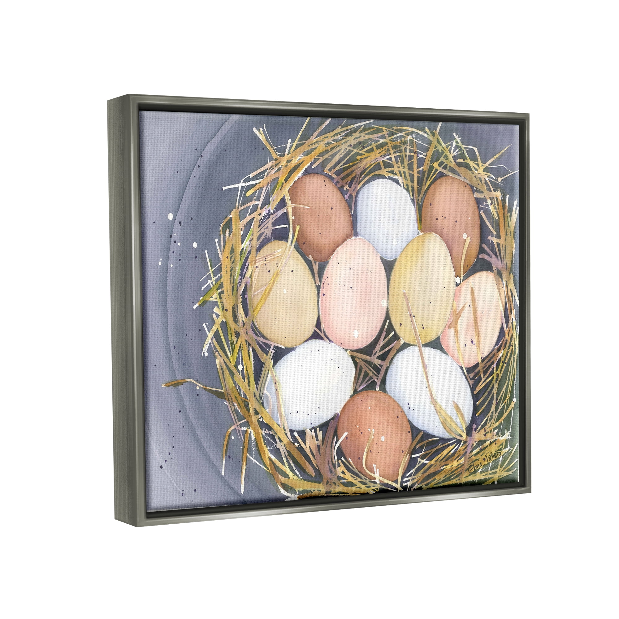 Stupell Industries Bird Nest Eggs Nature Painting Animals & Insects Painting Gray Floater Framed Art Print Wall Art