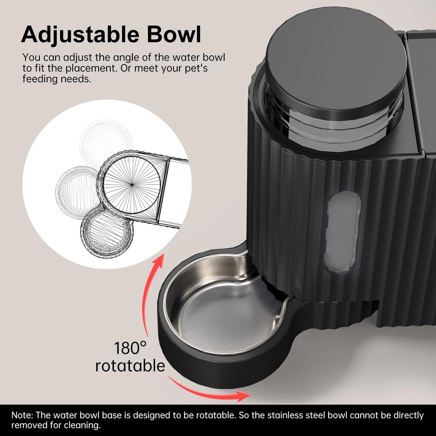 Nomipaw Cat Dog Feeder and Waterer - Automatic Gravity Feeding - Two-in-One - 0.8 Gallon Each Feeder - Black