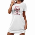 thumbnail image 3 of Aobny Women Muumuu Nightgown Bow White Christmas Sleep Shirts Short Short Sleeve Family Matching Christmas Pajamas,S, 3 of 4