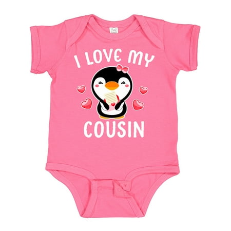 

Inktastic I Love My Cousin with Cute Penguin and Hearts Gift Baby Girl Bodysuit