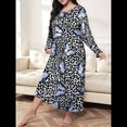 thumbnail image 4 of Camisón de Larga para Mujer, Estampado, Camiseta, Vestido de Dormir Mariposa Azul XXL, 4 of 6