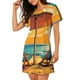 thumbnail image 2 of Easygdp Vintage Beach Sunset Camisón de manga corta para mujer, informal, estampado, 2 of 6