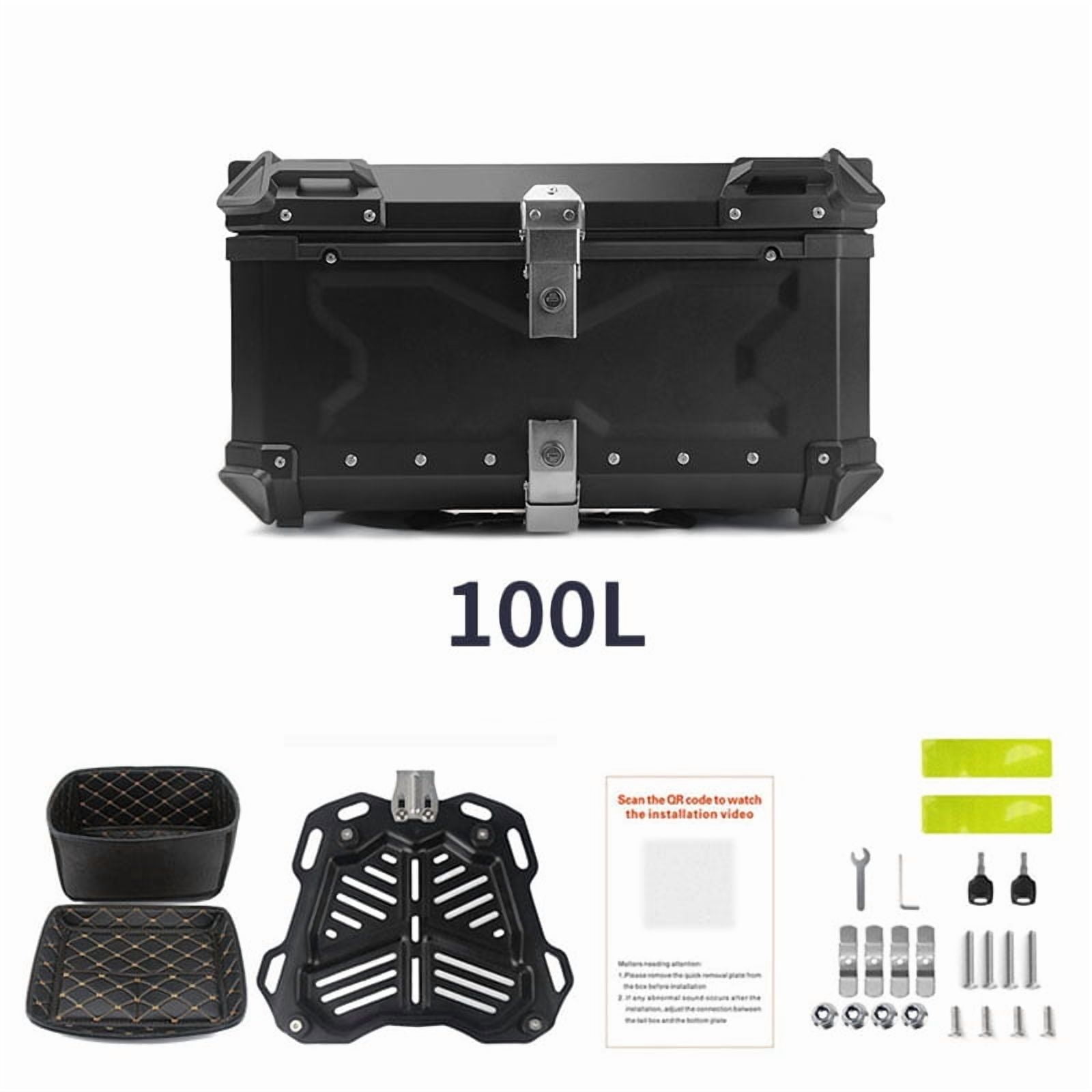100L Waterproof Motorcycle Top Box - Universal Anti-Theft Lock Rear Trunk for Touring & Storage, Fits Full-Face Helmet & Luggage, Heavy-Duty Motorcycle Tail Box