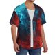 thumbnail image 2 of Balery Red And Blue Fire Camisa Casual de Manga Corta con Botones para Hombre, Texturizada, Estilo Cubano, para Playa, Verano-3X-Large, 2 of 5