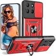 thumbnail image 1 of wonima11 Armor Case for Motorola Moto G15, Military Grade Shockproof Protection with Slide Camera Cover & 360° Rotatable Magnetic Ring Kickstand for Motorola Moto G15 SJ Red, 1 of 1