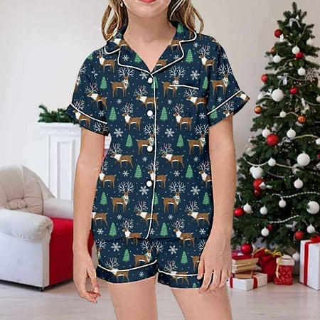 

Gunia Girls Outfits Sets For Toddler Kids Plaid Shirt And Pant With Pockets Short Sleeve Pjs Comfortable Homewear For Baby Size 2-3 Years