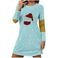 thumbnail image 2 of FDGIU Women's Christmas Sleep Dress, Long Sleeve Comfy Soft Nightie, Round Neck Tshirt Dress Casual House Dress, 2 of 6