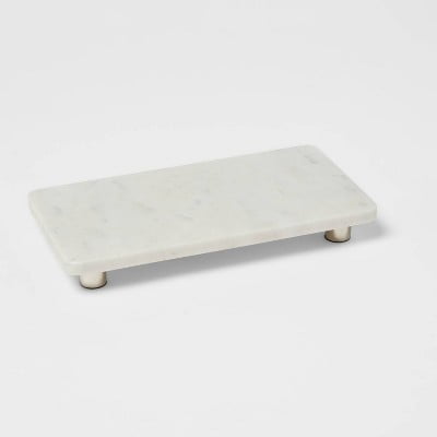 12" x 6" Marble Serving Stand White