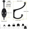 thumbnail image 2 of 10 Pack Wall Hooks Coat Hooks Towel Hook for Hanging Heavy Duty Hat Hook Double Wall Mounted Coat Hanger with Screws Cup Retro (Black), 2 of 4