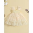thumbnail image 3 of Coduop Toddler Baby Girls Princess Dress 3D Flower Lace Sleeveless Cute Layered Tulle Dress, 3 of 8