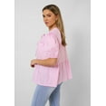 thumbnail image 3 of Women Bow Tie Front Shirt Top Cute Puff Sleeve Y2K Peplum Ruffle Babydoll Blouse Lace Up Summer Going Out, 3 of 7