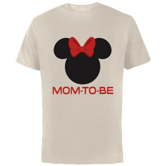Disney Minnie Mouse Mom-to-Be Red Bow Family Mother’s Day - Short Sleeve Cotton T-Shirt for Adults - Customized-Natural