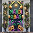 thumbnail image 3 of Colorful Theme Mardi Gras Banner Feather Decor Carnival Display Mask Design Gold Balloon Party Backdrop for Mardi Gras Party Carnival Celebration Festival Event, 3 of 9