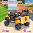 thumbnail image 6 of VIBESPARK 12V Ride on Toys for Toddlers Ride on Cars with Remote Control, Battey Powered Ride on Truck Car w/ Bluetooth Music, LED Lights, Spring Suspension, 3 Speeds, Yellow, 6 of 11