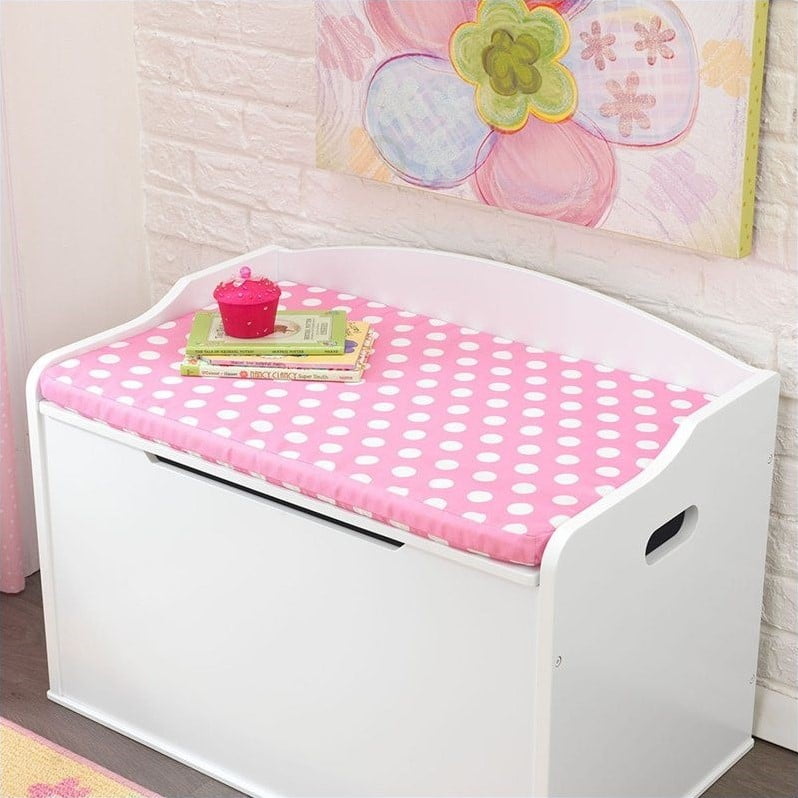 white and pink toy box