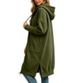 thumbnail image 5 of QIYAGBSA Hoodies for Women Long Zip Up Hooded Sweatshirt Side Slits with Pockets Casual Fall (Army Green, 2XL), 5 of 6