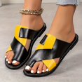 thumbnail image 3 of oqasdz Slippers for Women Fashion Open Toe Flat Slippers Soft Elegant Thin Strap Low Heel Patchwork Color Sandals for Summer Casual,Yellow, 3 of 4