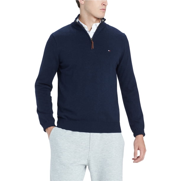 Tommy Hilfiger Mens Quarter Zip Cardigan Suéter, Azul, Pequeño