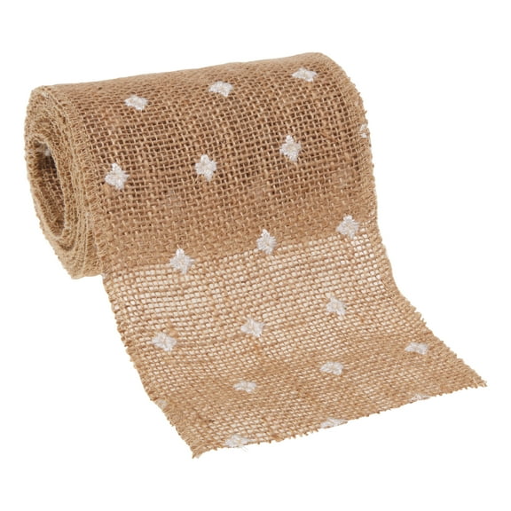 Love, Laugh, Craft Natural Jute Burlap Ribbon, 5"W x 3-Yd, 4-Pk, Precut, Beige/White