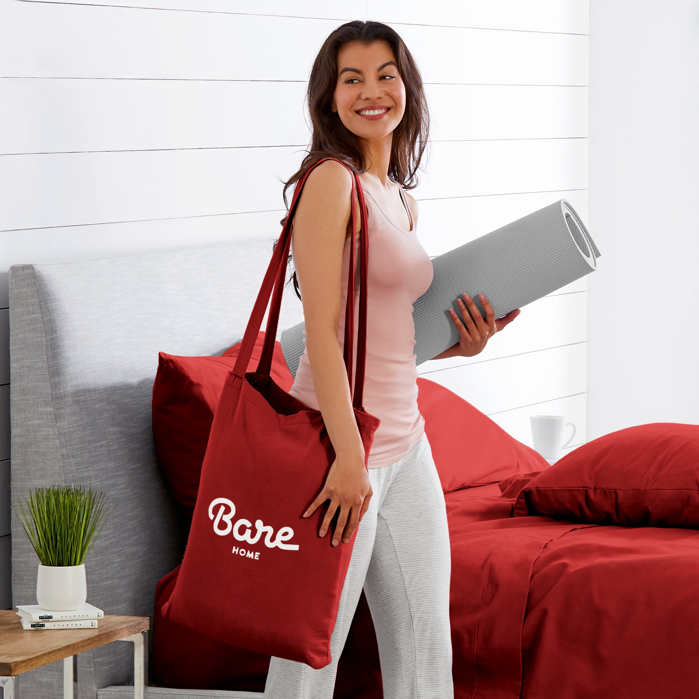 Bare Home 100% Cotton Flannel Deep Pocket 4-Piece Sheet Set with 2 Bonus Pillowcases (Cal King, Red)